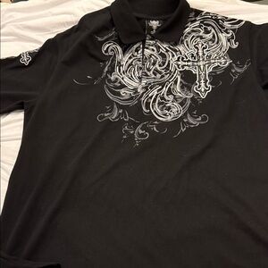 Black Graphic Polo Shirt